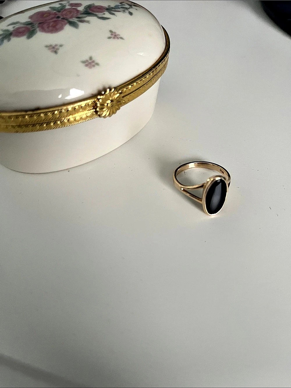 Antique Gold finish Black Onyx Ring
